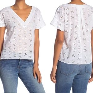 🤍 Madewell Sundrift white eyelet ruffle top XXS